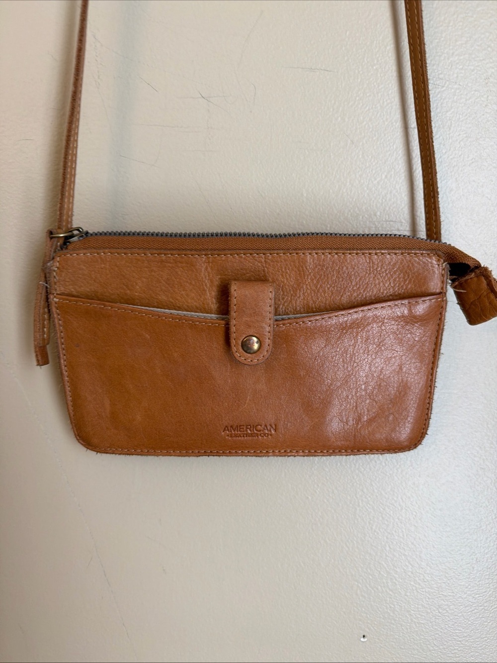 American Leather Co. Austin Crossbody Bag Wallet Beige Minimalist Boho Travel